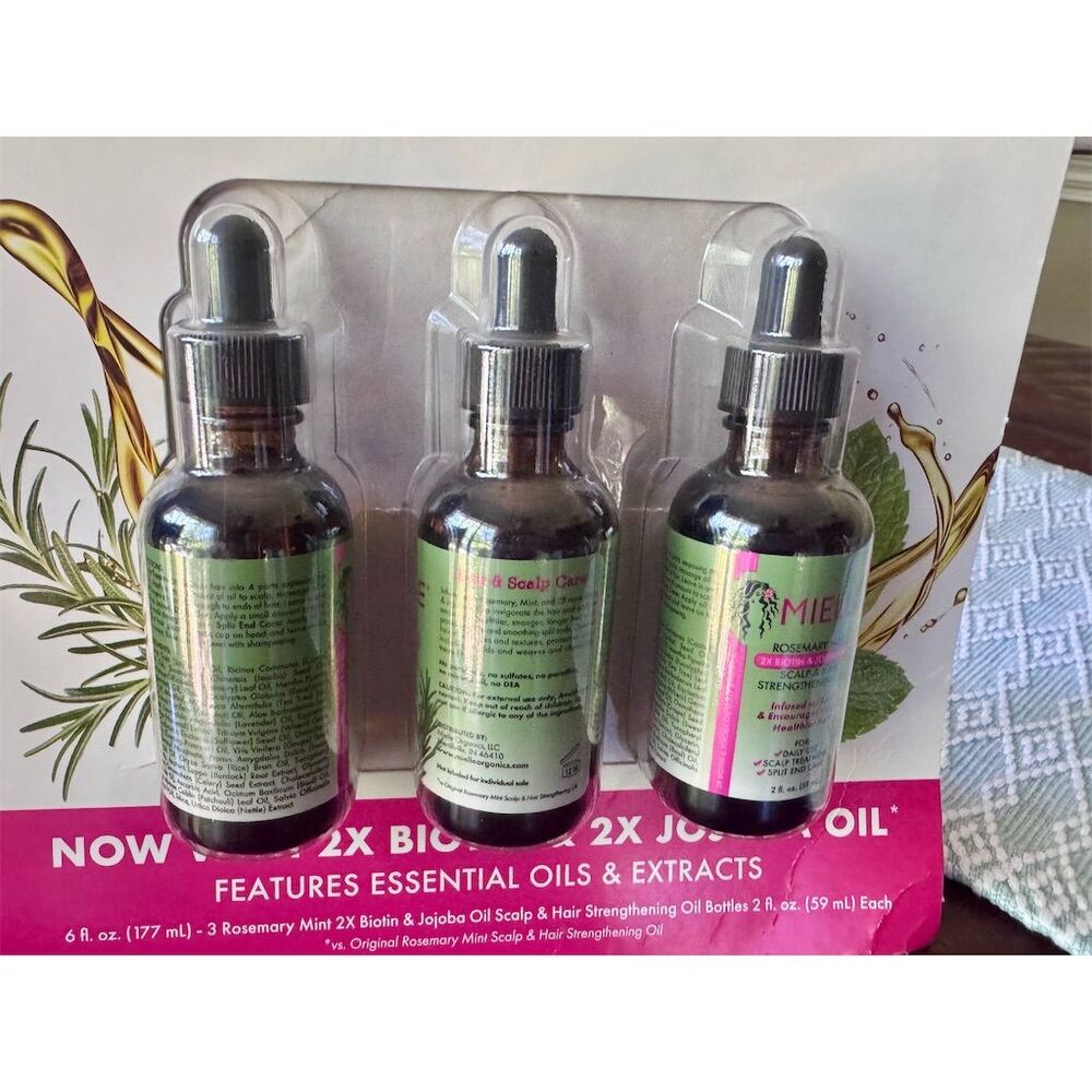 Mielle Rosemary Mint Scalp & Hair Strengthening Oil 3-Pack 2 fl oz Each - Picture 2 of 9